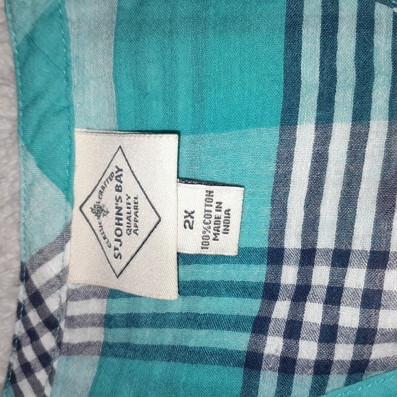 St John's bay women's light weight  plus size plaid blouse cotton size 2X - Picture 11 of 13